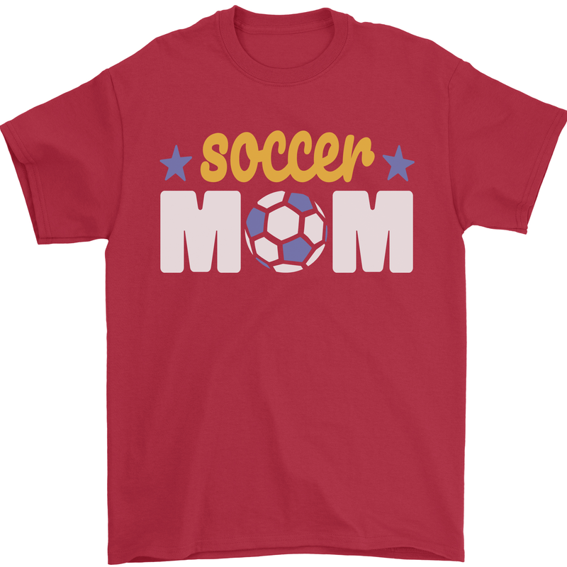 Soccer Mum Mom Mens T-Shirt 100% Cotton Red