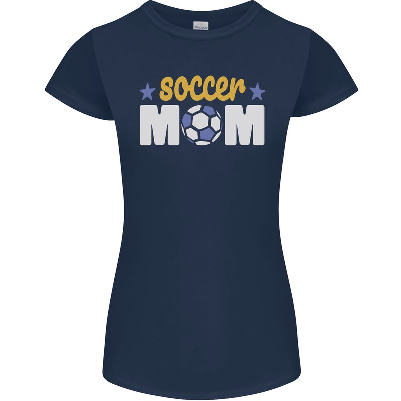 Soccer Mum Mom Womens Petite Cut T-Shirt Navy Blue