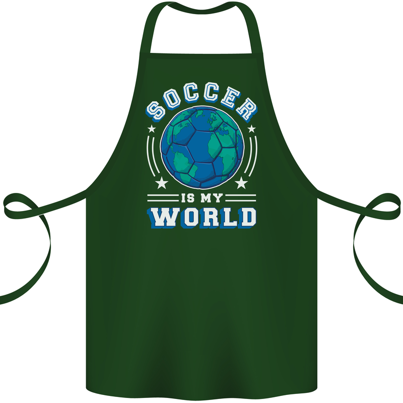 Soccer is My World Football Cotton Apron 100% Organic Forest Green