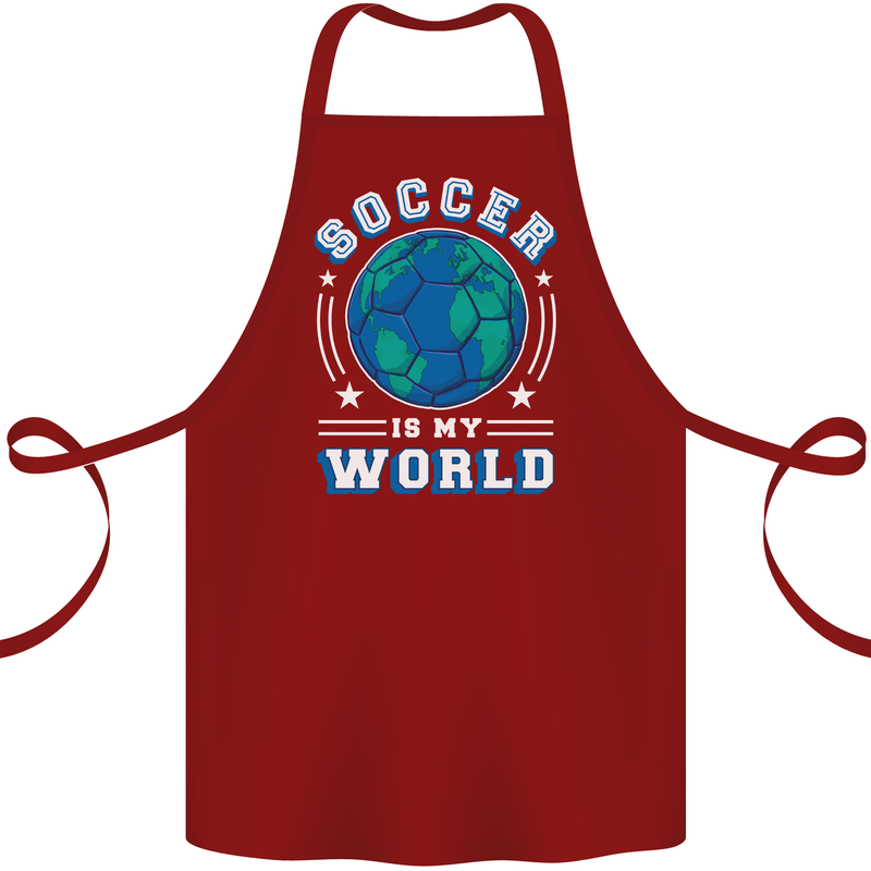 Soccer is My World Football Cotton Apron 100% Organic Maroon