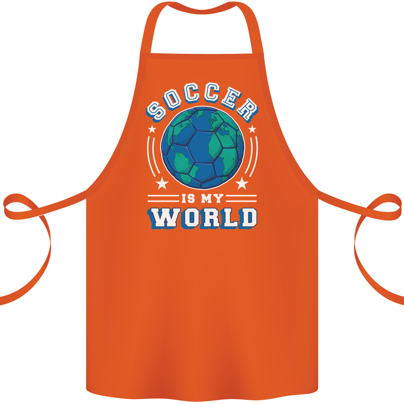 Soccer is My World Football Cotton Apron 100% Organic Orange