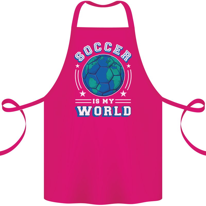 Soccer is My World Football Cotton Apron 100% Organic Pink