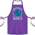 Soccer is My World Football Cotton Apron 100% Organic Purple