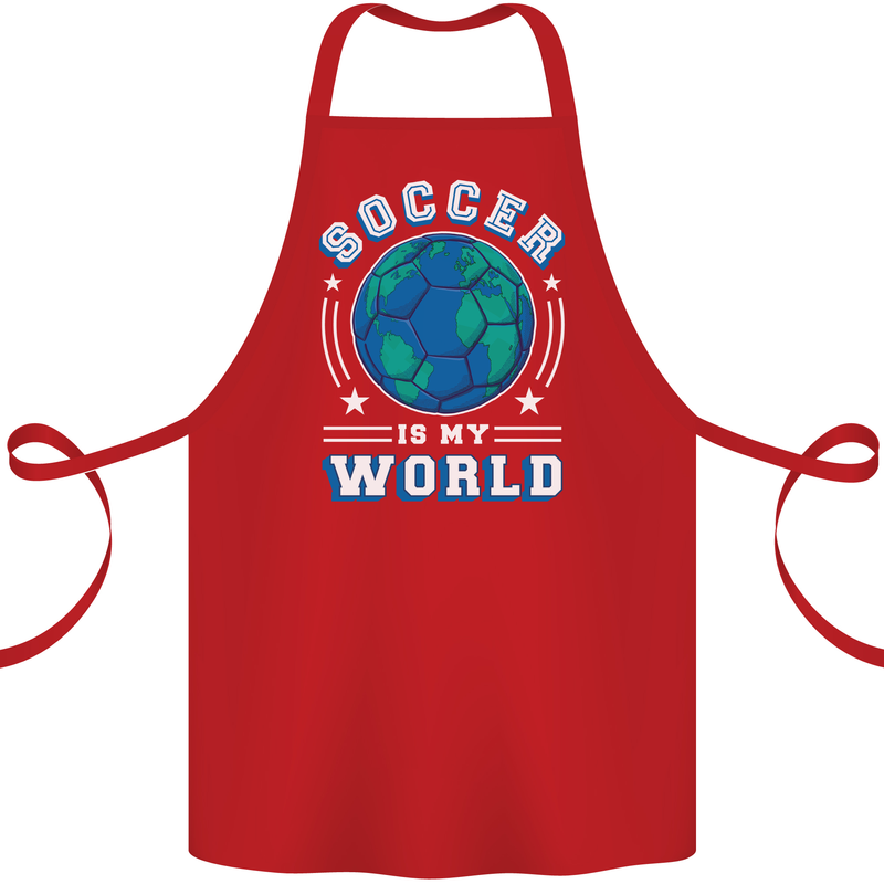 Soccer is My World Football Cotton Apron 100% Organic Red
