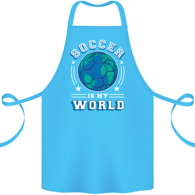 Soccer is My World Football Cotton Apron 100% Organic Turquoise