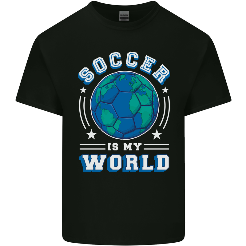 Soccer is My World Football Mens Cotton T-Shirt Tee Top Black