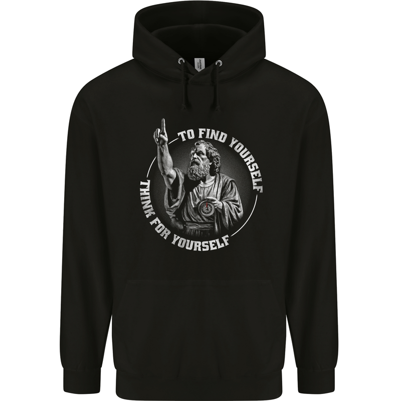 Socrates Wisdom Quote Think For Yourself Mens 80% Cotton Hoodie Black