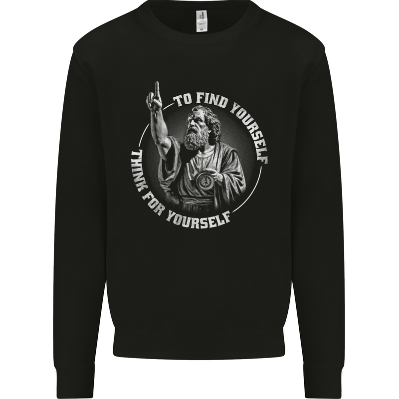 Socrates Wisdom Quote Think For Yourself Mens Sweatshirt Jumper Black