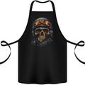 Soldier Skull With Helmet and Headphones Cotton Apron 100% Organic Black
