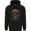 Soldier Skull With Helmet and Headphones Mens 80% Cotton Hoodie Black