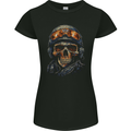 Soldier Skull With Helmet and Headphones Womens Petite Cut T-Shirt Black