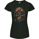 Soldier Skull With Helmet and Headphones Womens Petite Cut T-Shirt Black