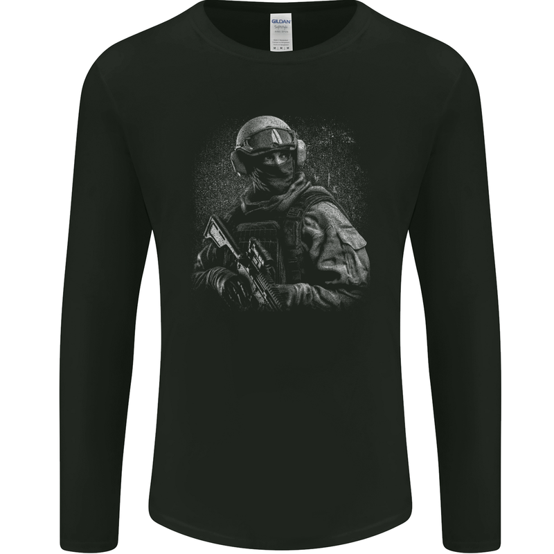 Soldier Special Forces Army Paras Marines Combat Mens Long Sleeve T-Shirt Black