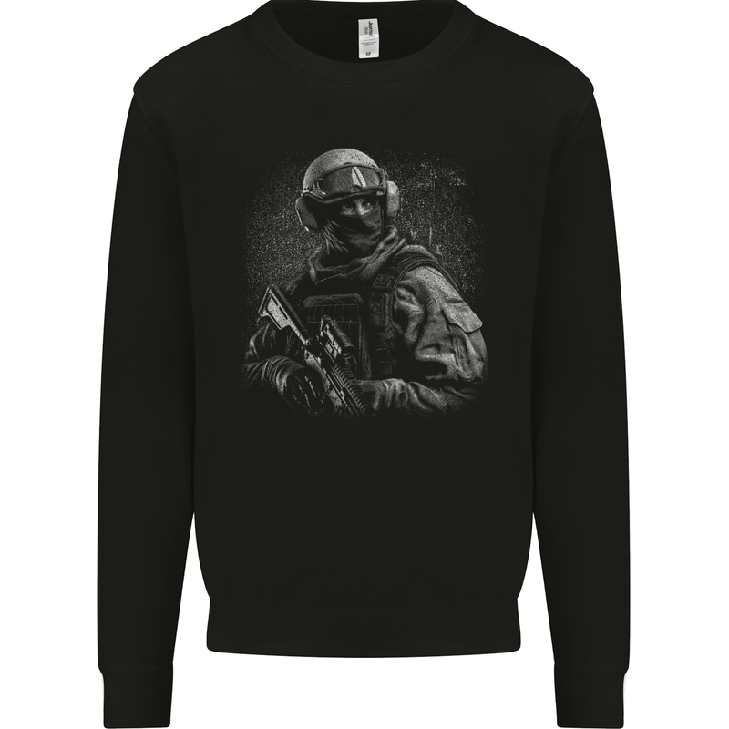 Soldier Special Forces Army Paras Marines Combat Mens Sweatshirt Jumper Black