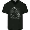 Soldier Special Forces Army Paras Marines Combat Mens V-Neck Cotton T-Shirt Black