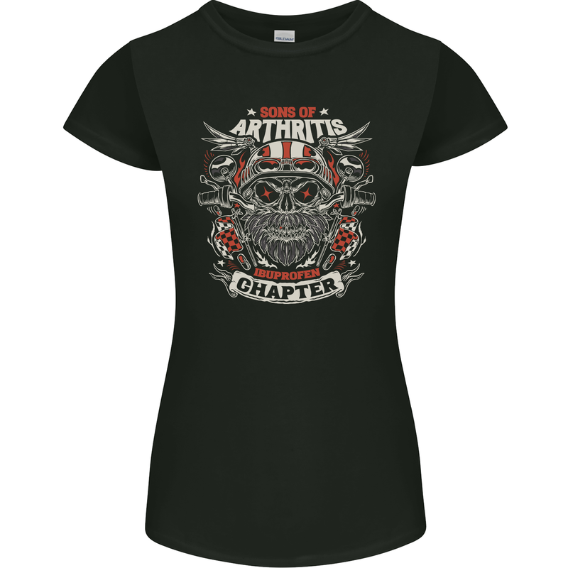 Sons of Arthritis Funny Biker Motorcycle Womens Petite Cut T-Shirt Black