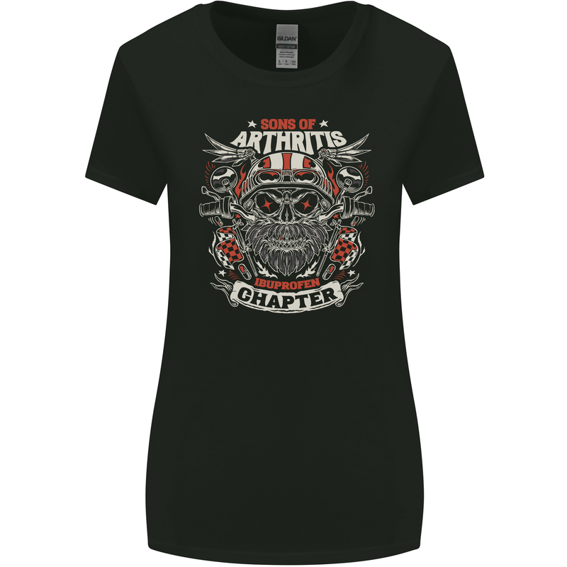 Sons of Arthritis Funny Biker Motorcycle Womens Wider Cut T-Shirt Black