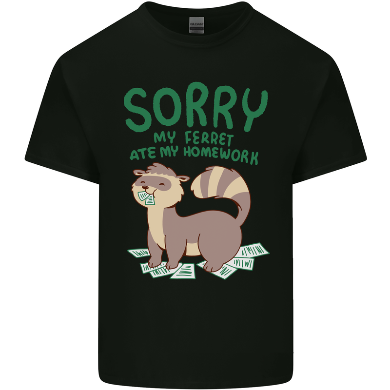 Sorry My Ferret Ate My Homework Funny Mens Cotton T-Shirt Tee Top Black