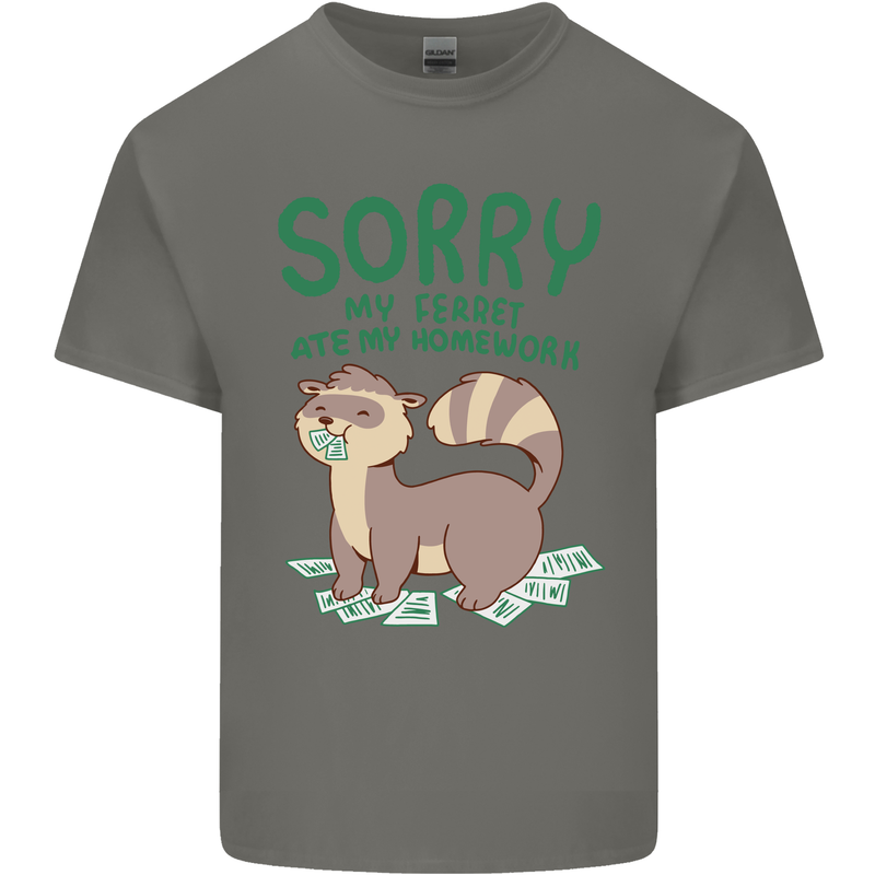 Sorry My Ferret Ate My Homework Funny Mens Cotton T-Shirt Tee Top Charcoal