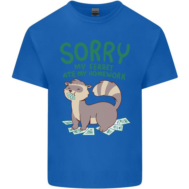 Sorry My Ferret Ate My Homework Funny Mens Cotton T-Shirt Tee Top Royal Blue