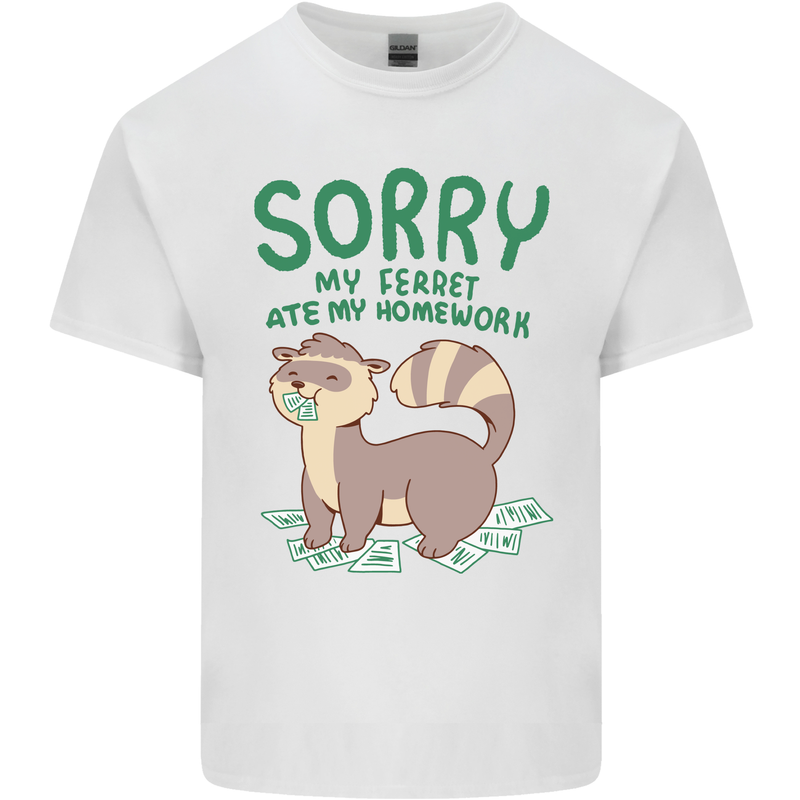 Sorry My Ferret Ate My Homework Funny Mens Cotton T-Shirt Tee Top White