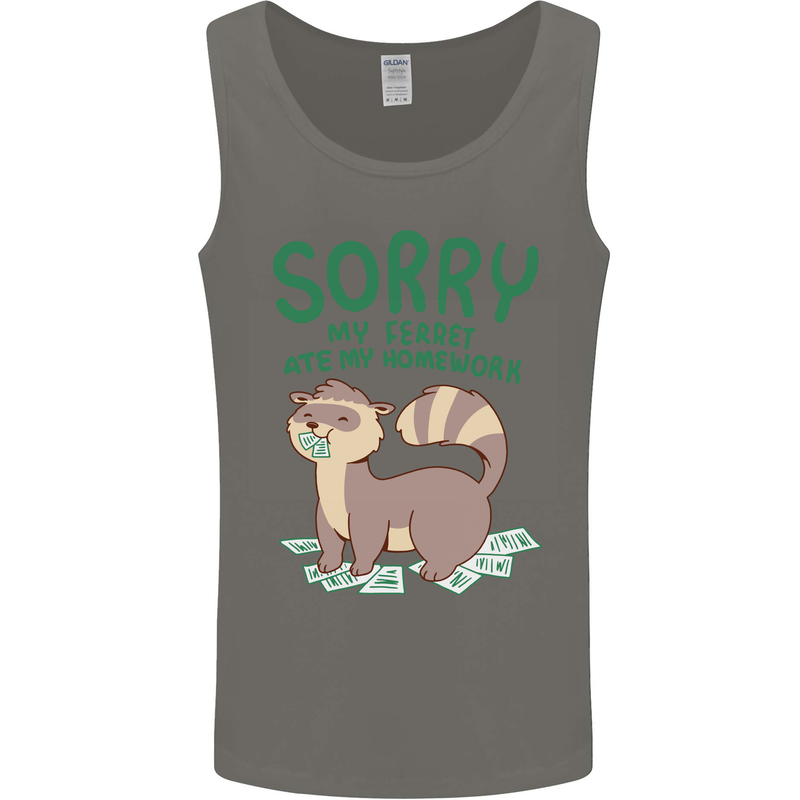 Sorry My Ferret Ate My Homework Funny Mens Vest Tank Top Charcoal