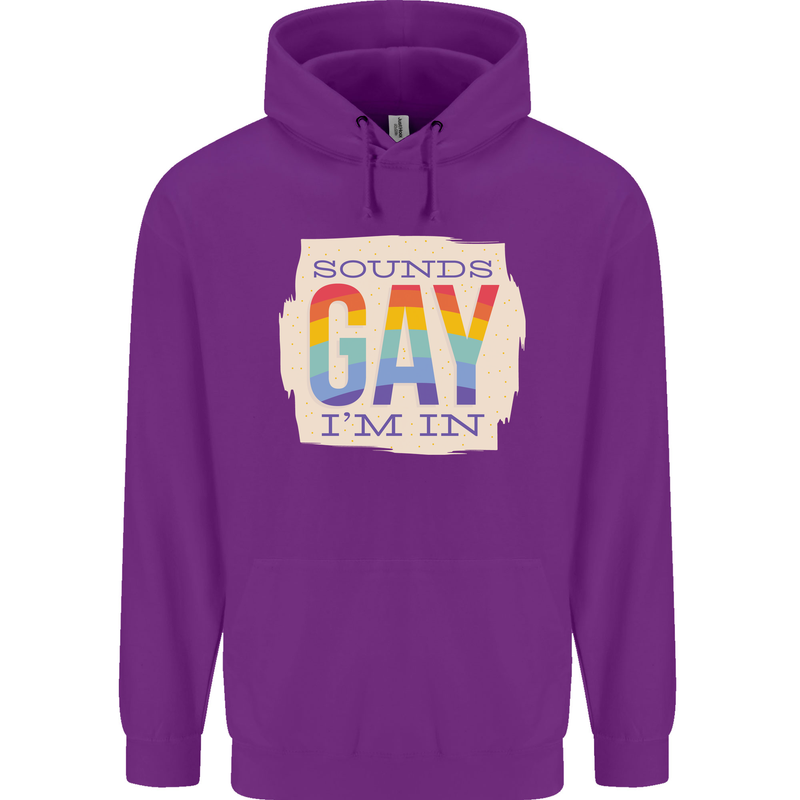 Sounds Gay Im In Funny LGBT Gay Pride Day Childrens Kids Hoodie Purple