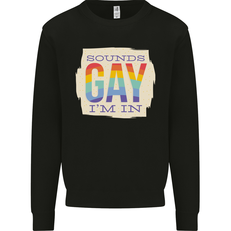 Sounds Gay Im In Funny LGBT Gay Pride Day Kids Sweatshirt Jumper Black