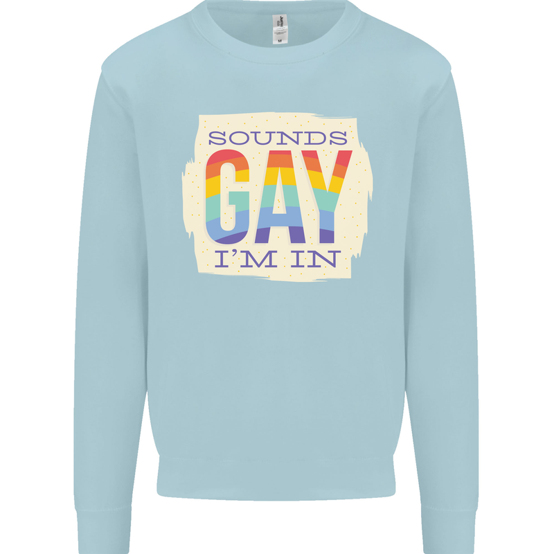 Sounds Gay Im In Funny LGBT Gay Pride Day Kids Sweatshirt Jumper Light Blue