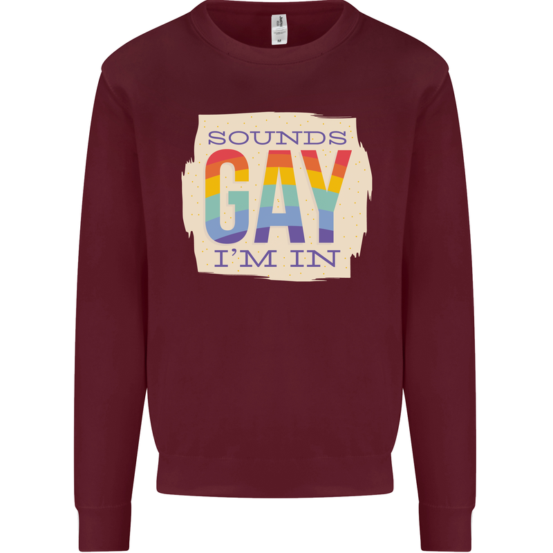 Sounds Gay Im In Funny LGBT Gay Pride Day Kids Sweatshirt Jumper Maroon