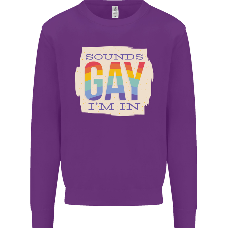 Sounds Gay Im In Funny LGBT Gay Pride Day Kids Sweatshirt Jumper Purple