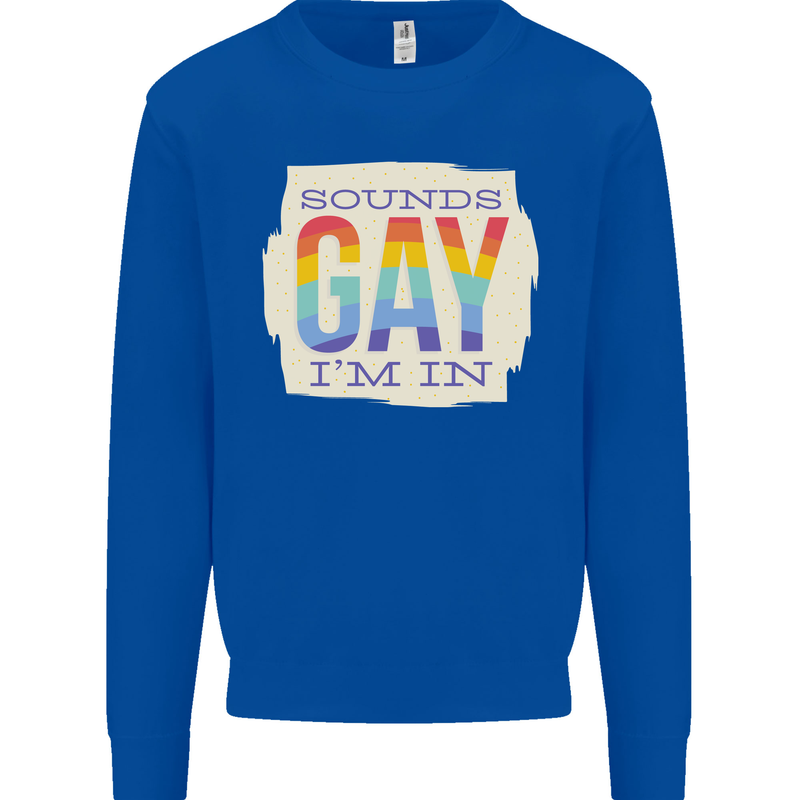 Sounds Gay Im In Funny LGBT Gay Pride Day Kids Sweatshirt Jumper Royal Blue