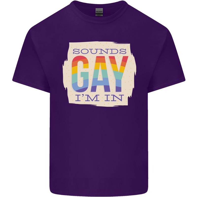 Sounds Gay Im In Funny LGBT Gay Pride Day Mens Cotton T-Shirt Tee Top Purple