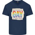Sounds Gay Im In Funny LGBT Gay Pride Day Mens V-Neck Cotton T-Shirt Navy Blue