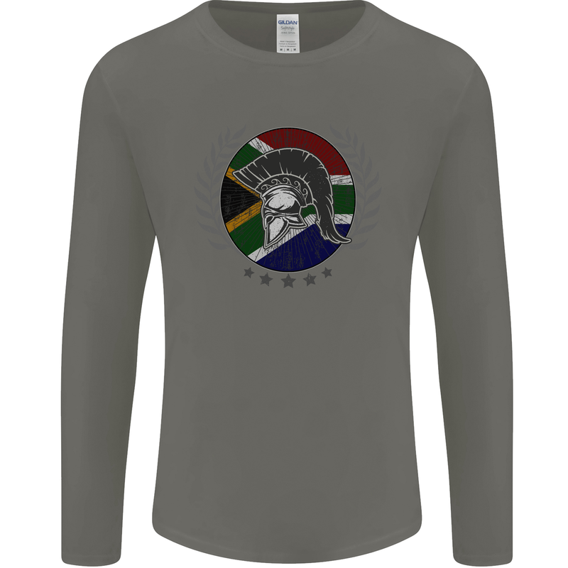South Africa Bodybuilding Gym Training African Mens Long Sleeve T-Shirt Charcoal