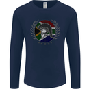 South Africa Bodybuilding Gym Training African Mens Long Sleeve T-Shirt Navy Blue