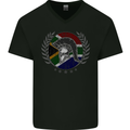 South Africa Bodybuilding Gym Training African Mens V-Neck Cotton T-Shirt Black