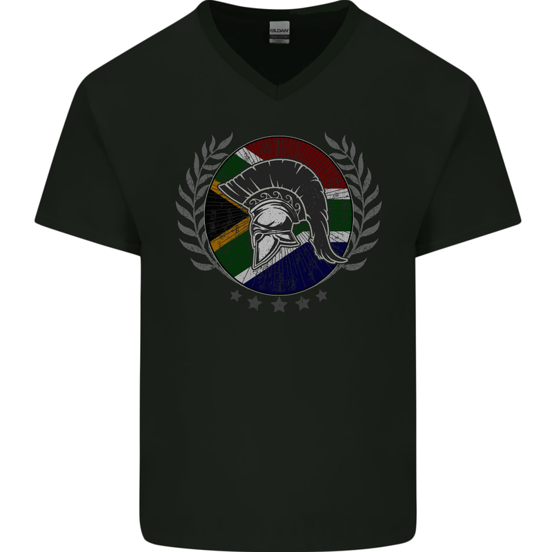 South Africa Bodybuilding Gym Training African Mens V-Neck Cotton T-Shirt Black