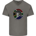 South Africa Bodybuilding Gym Training African Mens V-Neck Cotton T-Shirt Charcoal