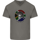 South Africa Bodybuilding Gym Training African Mens V-Neck Cotton T-Shirt Charcoal