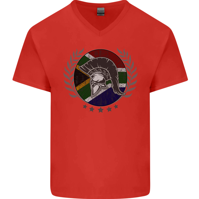 South Africa Bodybuilding Gym Training African Mens V-Neck Cotton T-Shirt Red