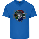 South Africa Bodybuilding Gym Training African Mens V-Neck Cotton T-Shirt Royal Blue