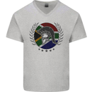 South Africa Bodybuilding Gym Training African Mens V-Neck Cotton T-Shirt Sports Grey