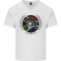 South Africa Bodybuilding Gym Training African Mens V-Neck Cotton T-Shirt White