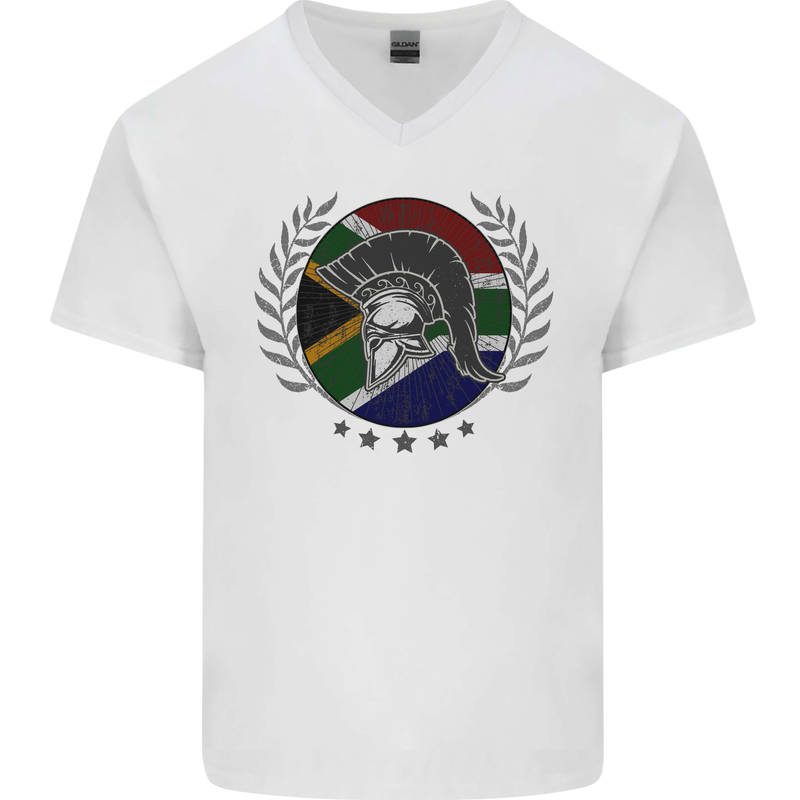 South Africa Bodybuilding Gym Training African Mens V-Neck Cotton T-Shirt White