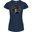 South Africa Bodybuilding Gym Training African Womens Petite Cut T-Shirt Navy Blue