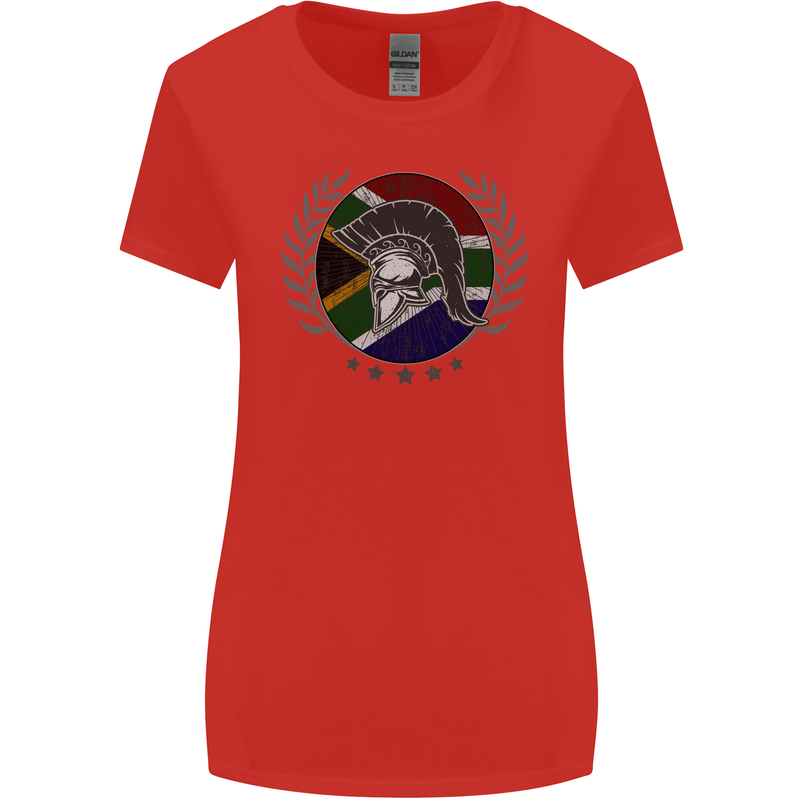 South Africa Bodybuilding Gym Training African Womens Wider Cut T-Shirt Red