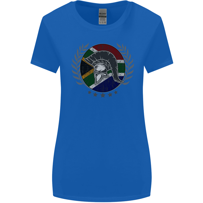 South Africa Bodybuilding Gym Training African Womens Wider Cut T-Shirt Royal Blue