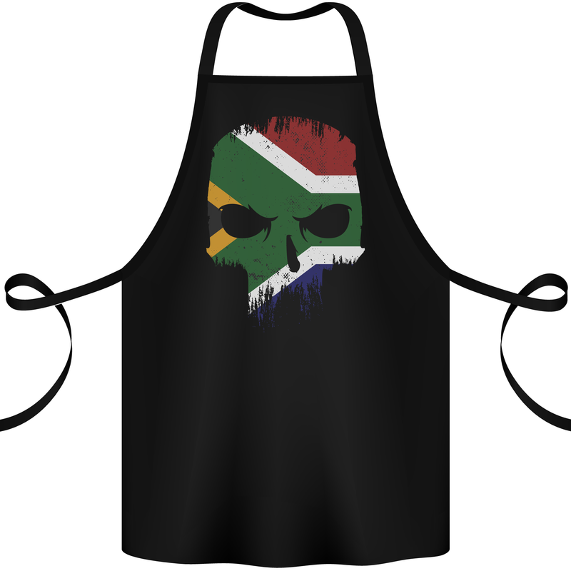 South Africa Skull African Flag Gym Biker Cotton Apron 100% Organic Black