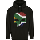 South Africa Skull African Flag Gym Biker Mens 80% Cotton Hoodie Black